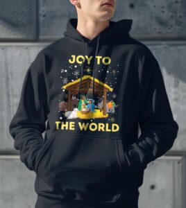 Joy To The World Christmas Nativity For Christian, Birth Of Jesus Gift Christmas Shirt - Men Black Hoodie