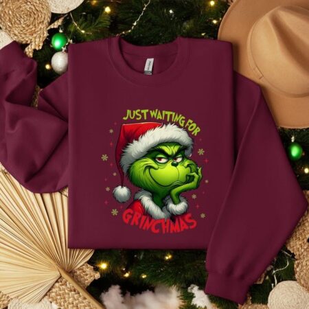 Just Waiting For Grinch Christmas Sweatshirt Product Photo 1