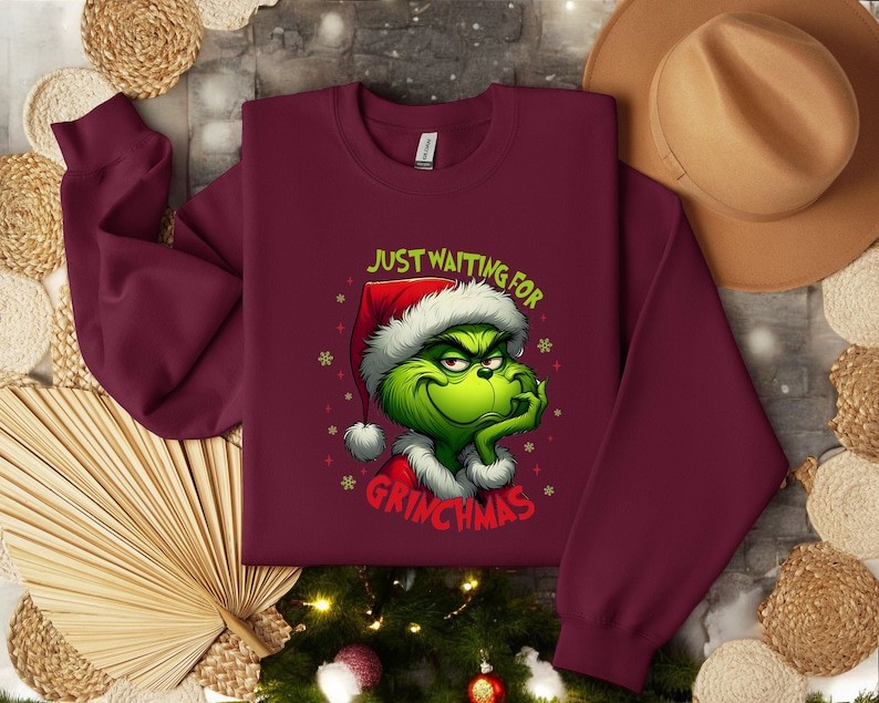 Just Waiting For Grinch Sweatshirt Product Photo 2