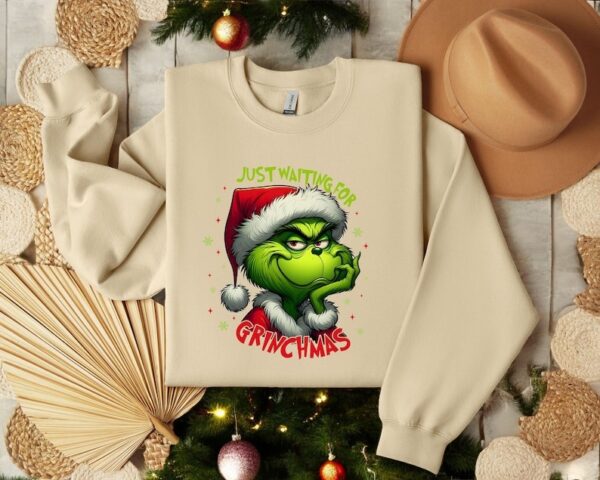 Just Waiting For Grinch Sweatshirt Product Photo 1