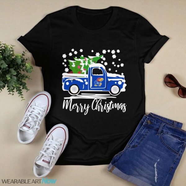 Kansas Jayhawks Vintage Car Merry Christmas T-Shirt Sweatshirt Hoodie Product Photo 1