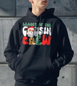 Leader Of The Cousin Crew Pajamas Funny Xmas Buffalo Plaid Shirt Gift - Men Black Hoodie