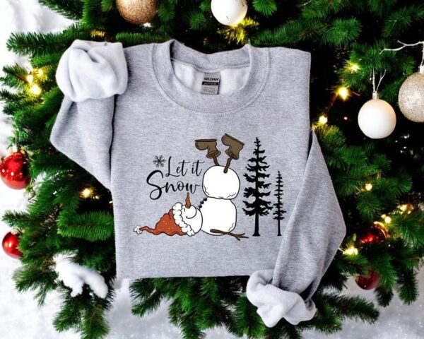 Let It Snow Christmas Snowman Chrristmas Sweatshirt Product Photo 1