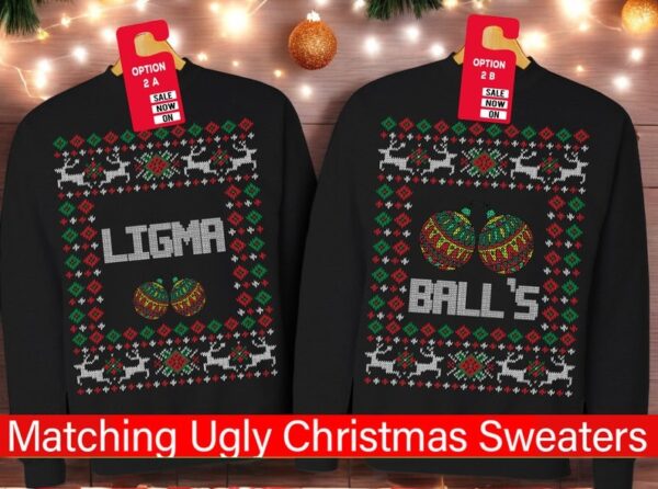 Ligma Balls Meme Christmas Couple Matching Sweatshirt Product Photo 1