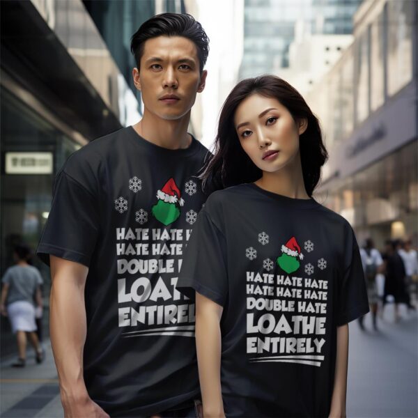 Loathe Entirely Christmas Shirt - Black Couple White T-Shirt