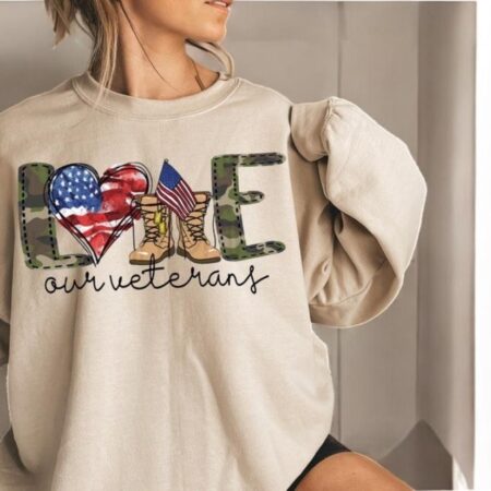 Love Our Veterans Sweatshirt, Memorial Day Sweatshirt Product Photo 1