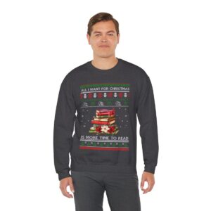 Love Reading Christmas Sweatshirt, All I Want For Christmas Is More Time To Read Sweatshirt Product Photo 2