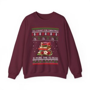 Love Reading Christmas Sweatshirt, All I Want For Christmas Is More Time To Read Sweatshirt Product Photo 5