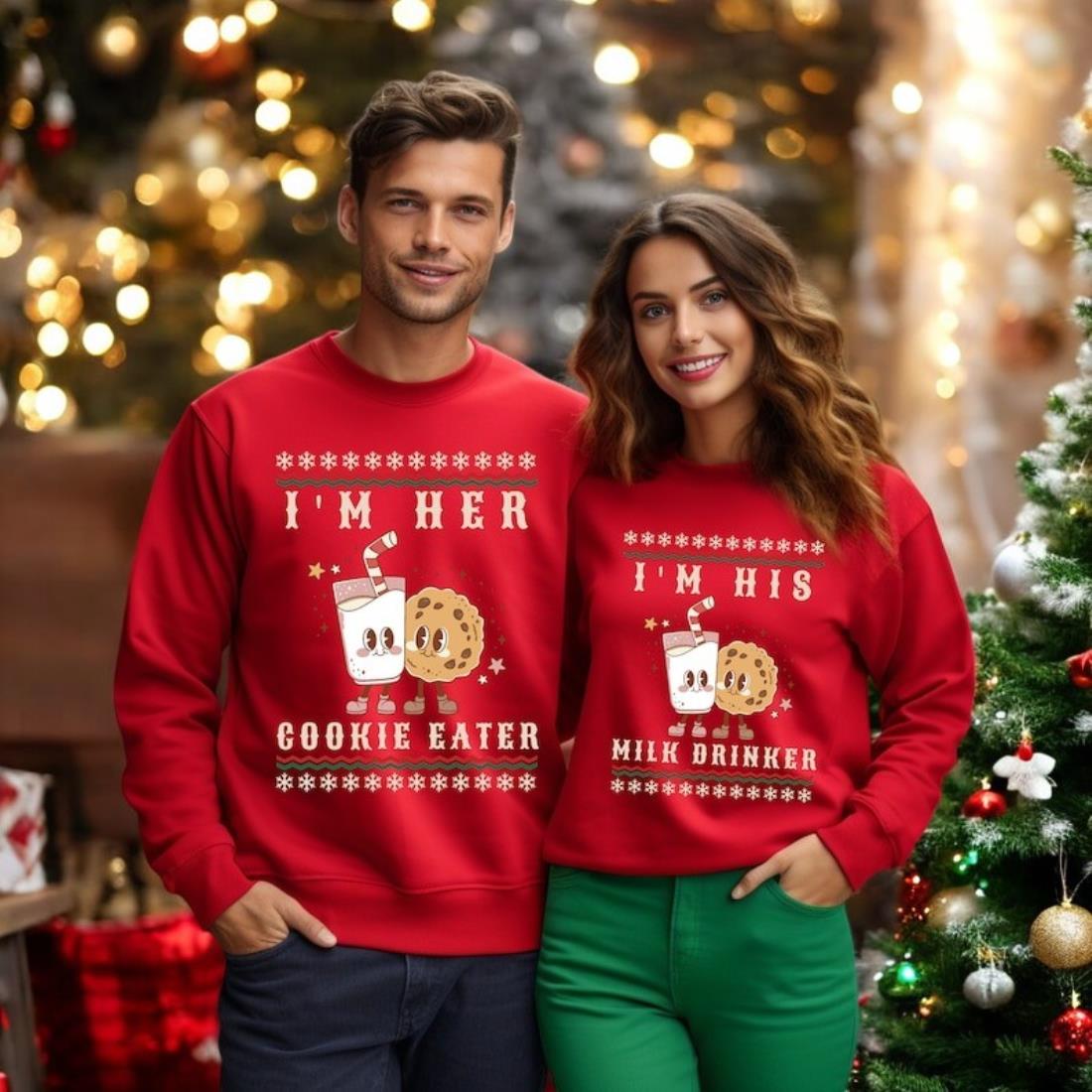 Matching Christmas Couple Sweaters Funny, Holiday Couples Sweatshirt Product Photo 2