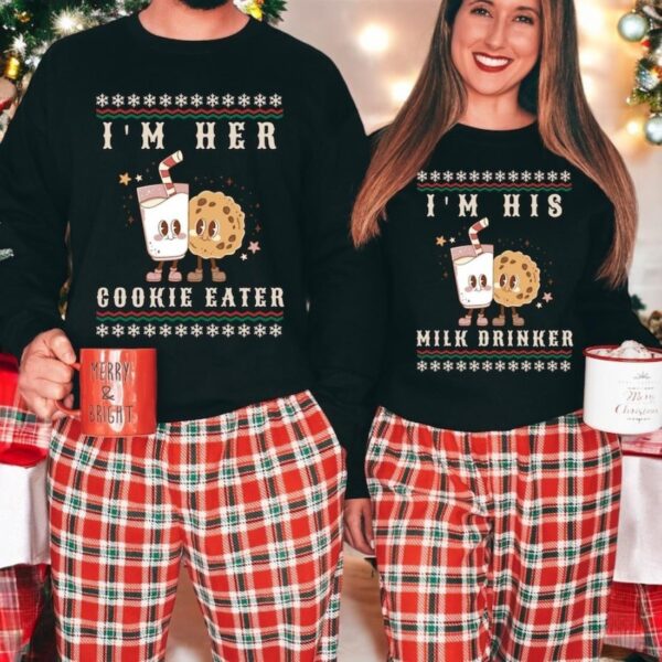 Matching Christmas Couple Sweaters Funny, Holiday Couples Sweatshirt Product Photo 1