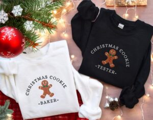 Matching Embroidered Christmas Cookie Baker Couple Matching Christmas Shirt Product Photo 2