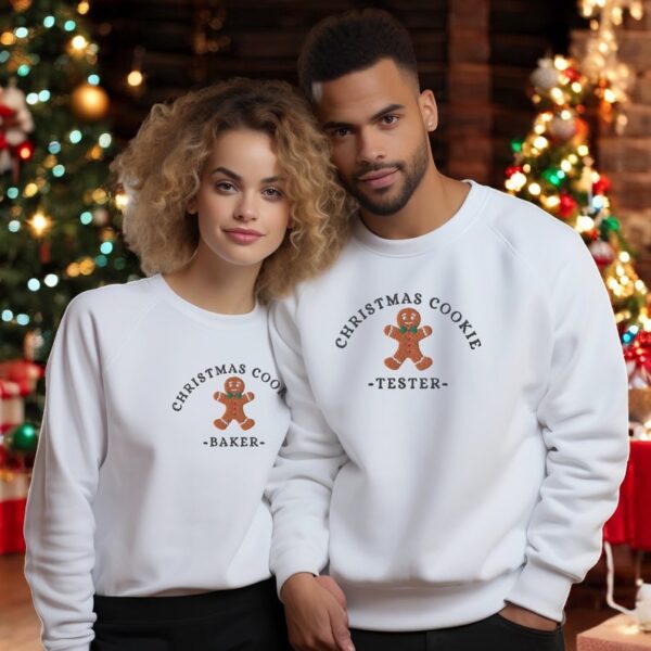 Matching Embroidered Christmas Cookie Baker Couple Matching Christmas Shirt Product Photo 1