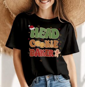 Matching Family Christmas Baking Head Cookie Baker Shirt Gift - Women Black T-Shirt