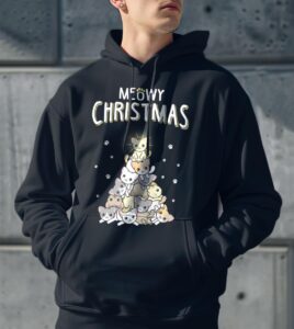 Meowy Christmas Christmas Shirt - Men Black Hoodie