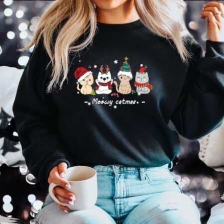 Meowy Christmas Sweatshirt Product Photo 1