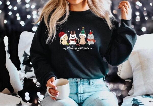 Meowy Christmas Sweatshirt Product Photo 1