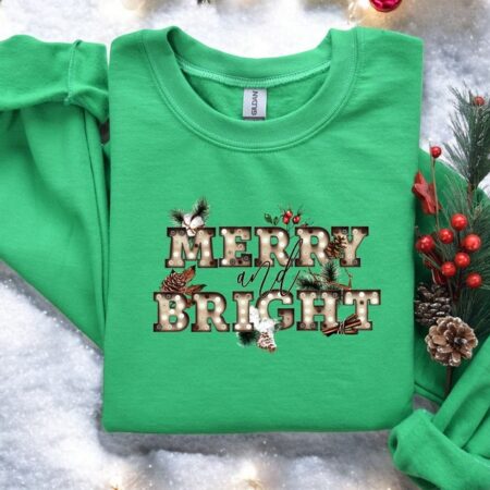 Merry And Bright Christmas Sweatshirt Product Photo 1