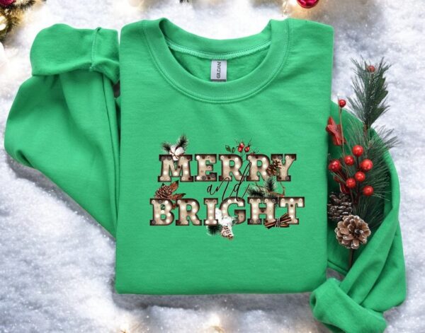 Merry And Bright Christmas Sweatshirt Product Photo 1