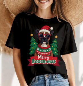 Merry Boxer-mas Cute Boxer Dog Christmas Shirt Product Photo 4