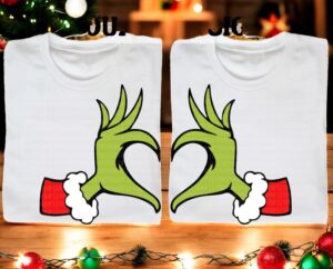 Merry Christmas Grinch Hand Love Couple Matching Christmas Shirt Product Photo 3