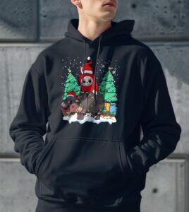 Merry Christmas Labubu Cute Christmas Shirt - Men Black Hoodie