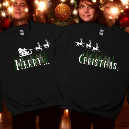 Merry Christmas Santa Funny Christmas Couple Matching Sweatshirt Product Photo 1