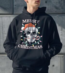 Merry Christmas Skull Skeleton Shirt Gift - Men Black Hoodie