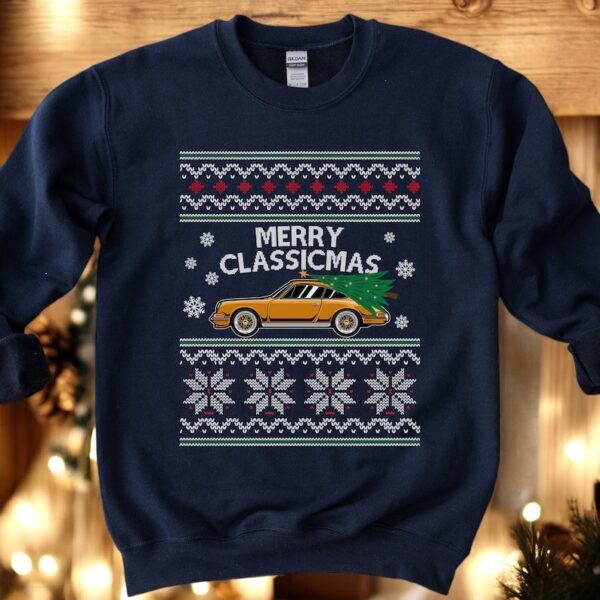 Merry Classicmas Classic Sports Car Christmas Sweatshirt Product Photo 1