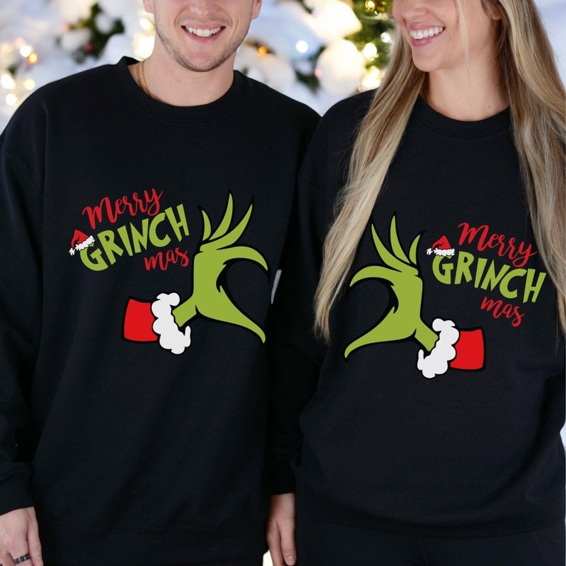 Merry Grinchmas Matching Christmas Couple Shirt Product Photo 2