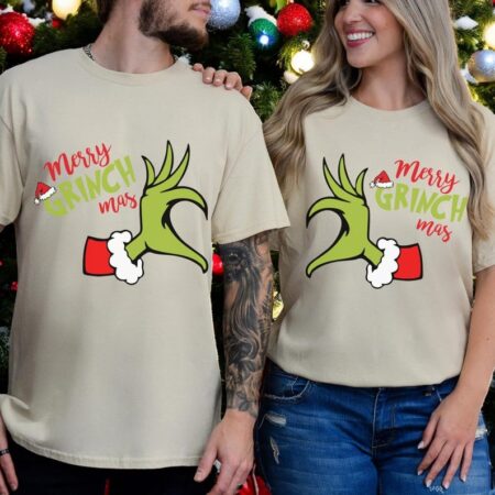 Merry Grinchmas Matching Christmas Couple Shirt Product Photo 1