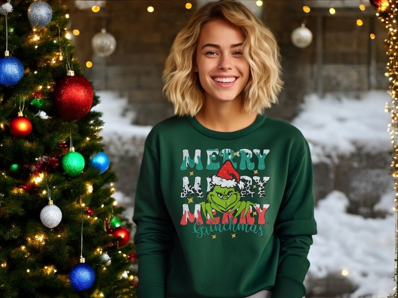 Merry Grinchmas Vintage Holidays, Grinch Lovers Christmas Sweatshirt Product Photo 2