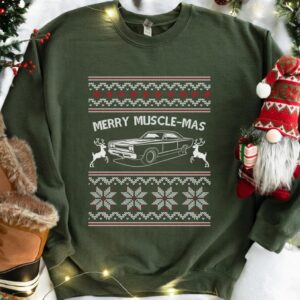 Merry Muscle-mas, Classic American Muscle Car Sweatshirt Christmas Gifts Product Photo 2