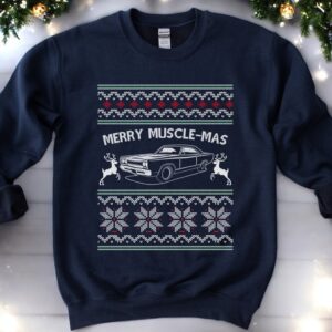 Merry Muscle-mas, Classic American Muscle Car Sweatshirt Christmas Gifts Product Photo 3