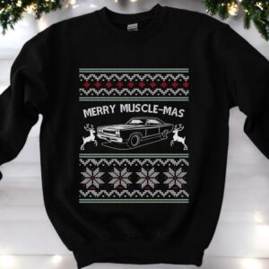 Merry Muscle-mas, Classic American Muscle Car Sweatshirt Christmas Gifts Product Photo 4