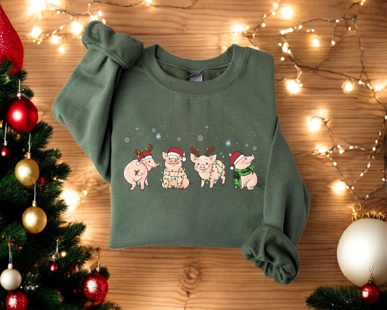 Merry Pigmas Happy Chrristmas Sweatshirt Product Photo 2