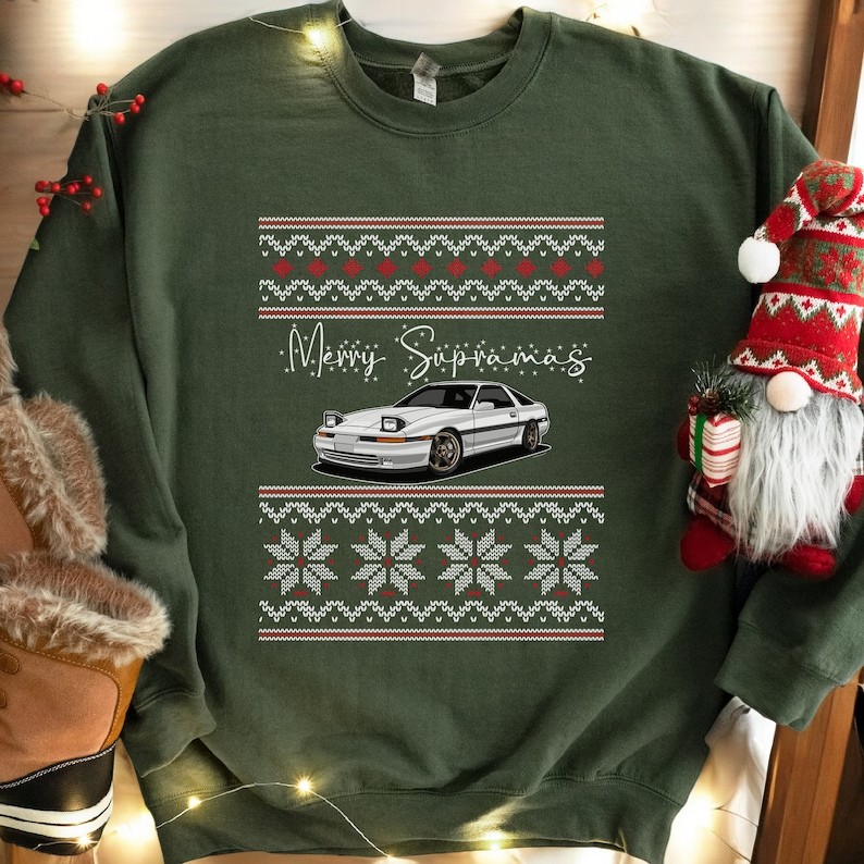 Merry Supramas Japanese Car Christmas Sweatshirt Product Photo 2