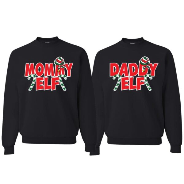 Mommy Elf Daddy Elf Ugly Couples Ugly Christmas Sweatshirt Product Photo 1