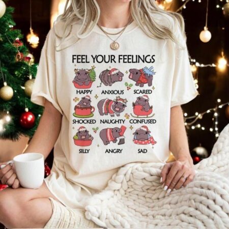 Moo Deng Feel Your Feelings Christmas Sweatshirt Product Photo 1