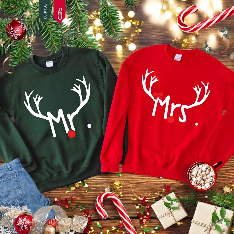 Mr And Mrs Christmas Couple Matching Shirt Product Photo 2