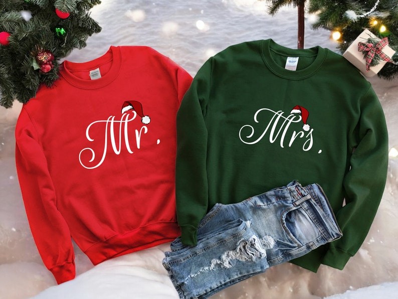 Mr And Mrs Christmas Custom Name Couple Matching Christmas Shirt Product Photo 2