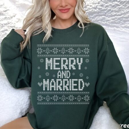 Mr And Mrs Christmas, Merry And Married Couple Matching Christmas Sweatshirts Product Photo 1