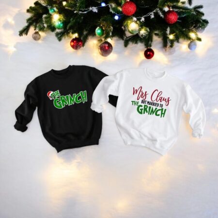 Mrs Claus But Married To The Grinch Couple Matching Christmas Shirt Product Photo 1