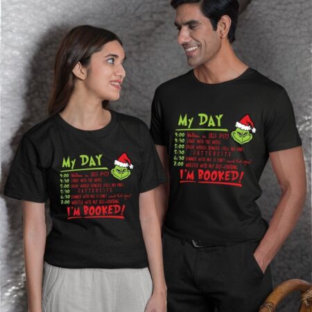 My Day Christmas, I'm Booked, Green Monster The Grinch Couple Matching Christmas Sweatshirts Product Photo 1