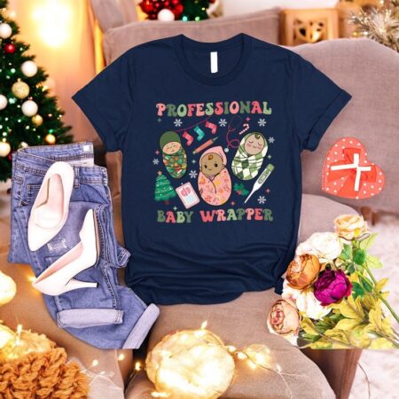 Nicu Nurse Professional Baby Wrapper Christmas Shirt Product Photo 1