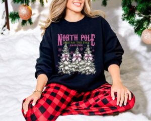 North Pole Farm Fresh Christmas Tree Cake White Christmas Sweatshirt Product Photo 2