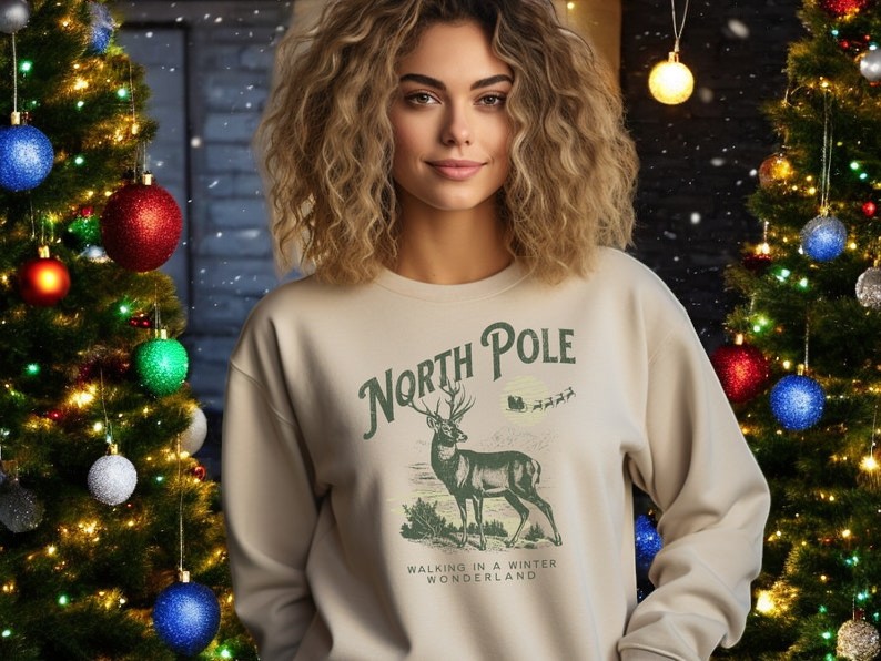 North Pole Old Fashioned Christmas Vintage Sweatshirt Product Photo 2