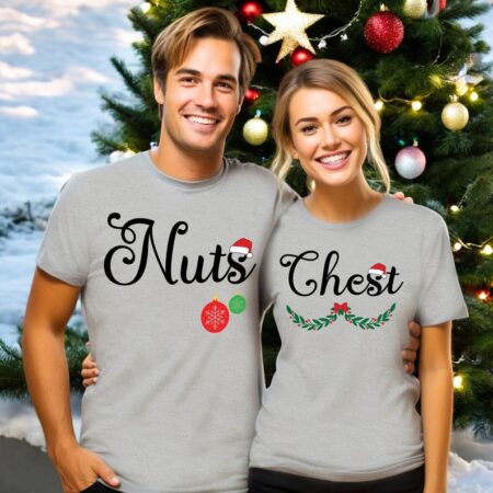 Nuts Chest Christmas Couple Matching Christmas Shirt Product Photo 1