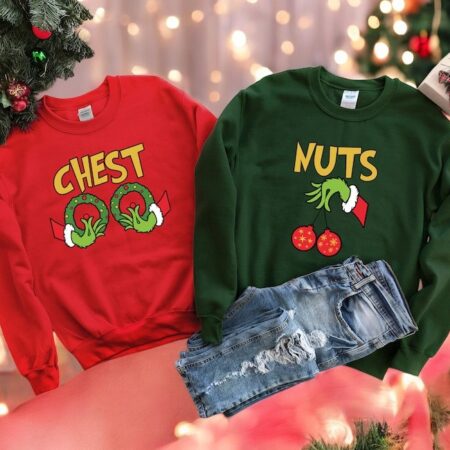 Nuts Chest Christmas grinch Christmas couple matching shirts Product Photo 1