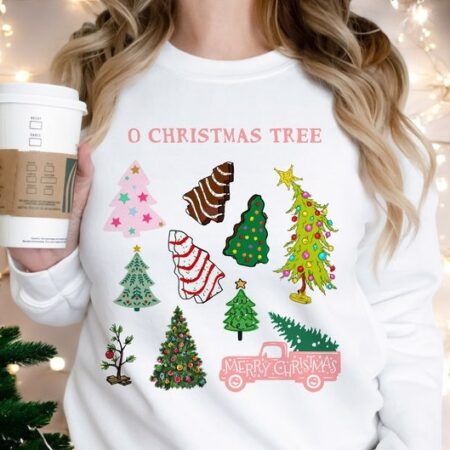 O Nostalgic Assorted Christmas Tree Vintage Christmas Sweatshirt Product Photo 1