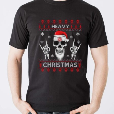 Official Heavy Christmas Devil Horns Skull Santa Hat Ugly sweater - Men T-Shirt